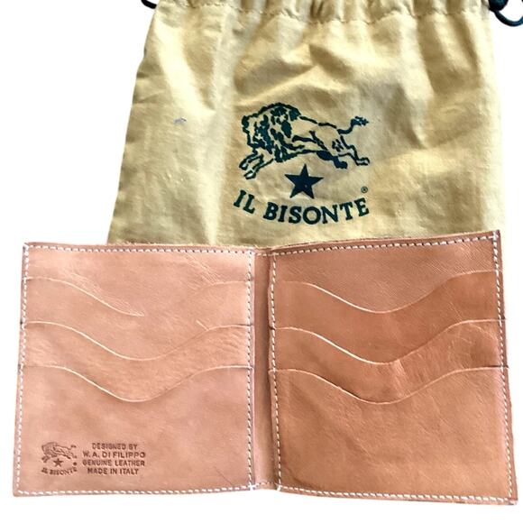 Il Bisonte' Tan Bi-Fold Leather Wallet - Made in Italy - Picture 1 of 5